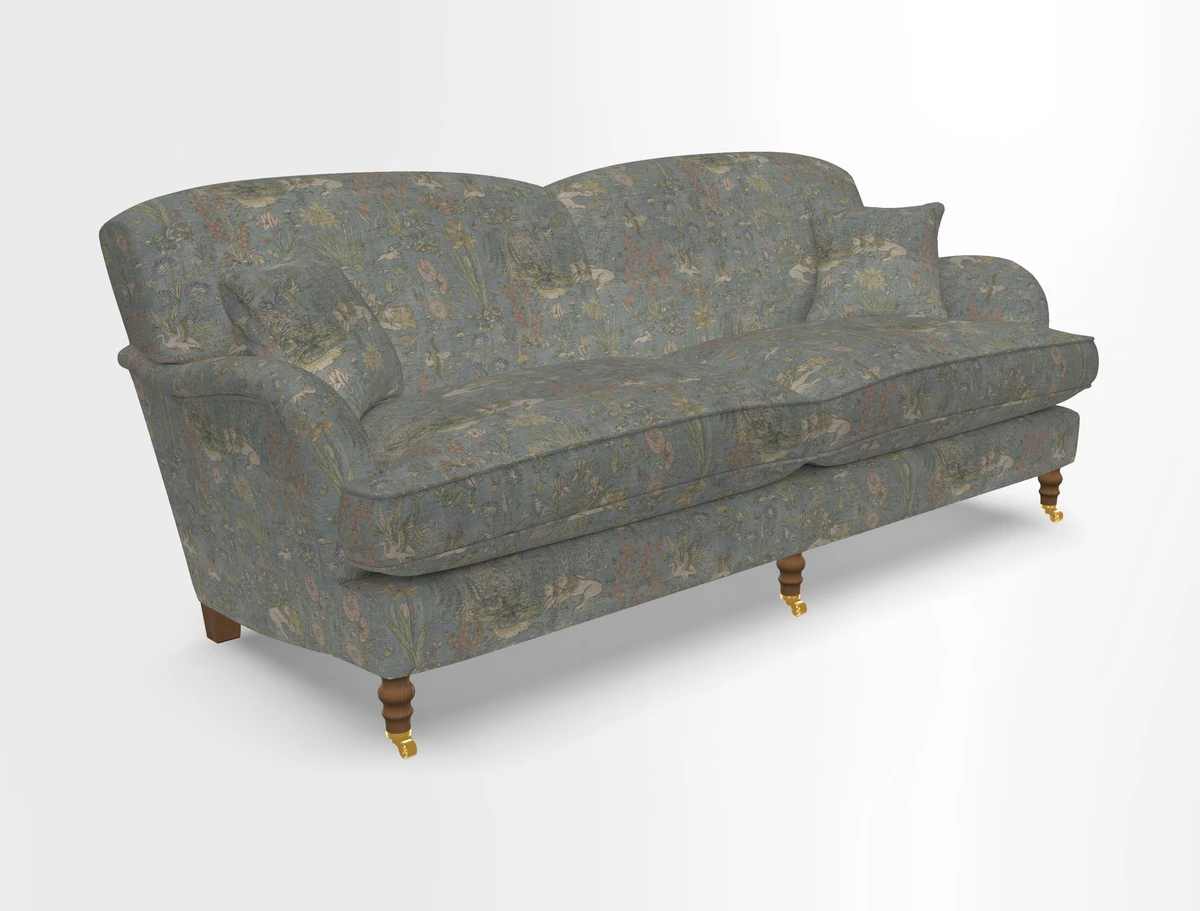 Kentwell 3 Seater 2 Hump Sofa in RHS Botanicals Henry Moon Lions Tail Teal