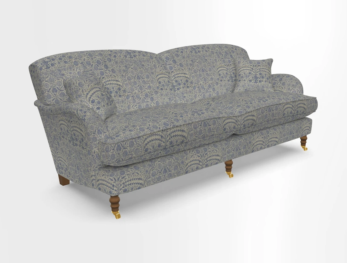 Kentwell 3 Seater 2 Hump Sofa in RHS Botanicals Henry Moon Lions Tail Teal