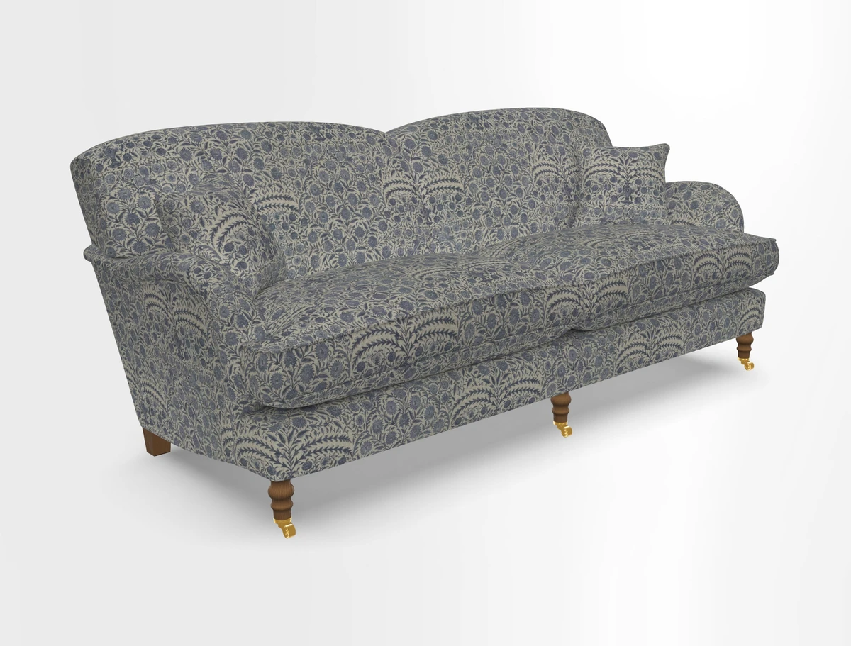 Kentwell 3 Seater 2 Hump Sofa in RHS Botanicals Henry Moon Lions Tail Teal