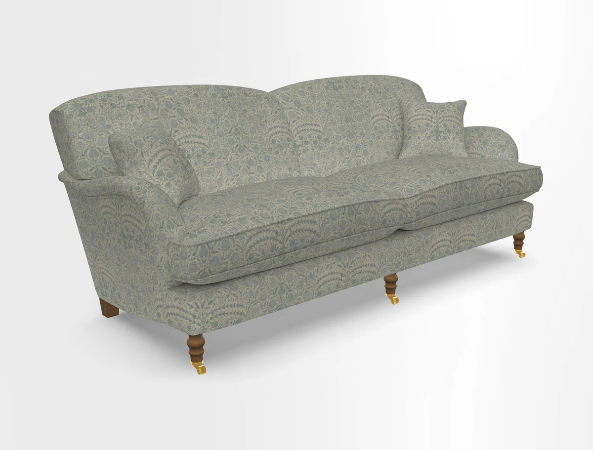 Kentwell 3 Seater 2 Hump Sofa in RHS Botanicals Henry Moon Lions Tail Teal