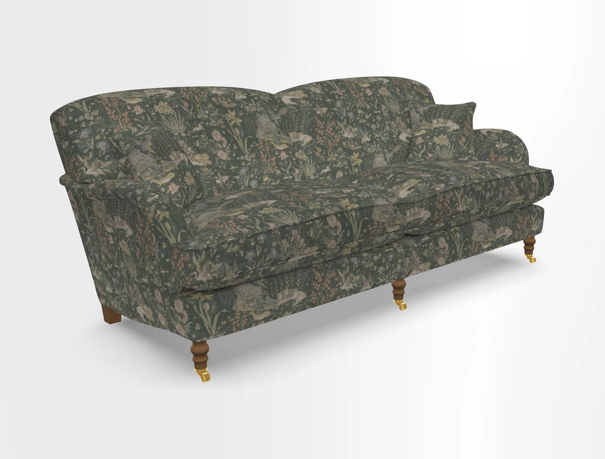 Kentwell 3 Seater 2 Hump Sofa in RHS Botanicals Henry Moon Lions Tail Teal