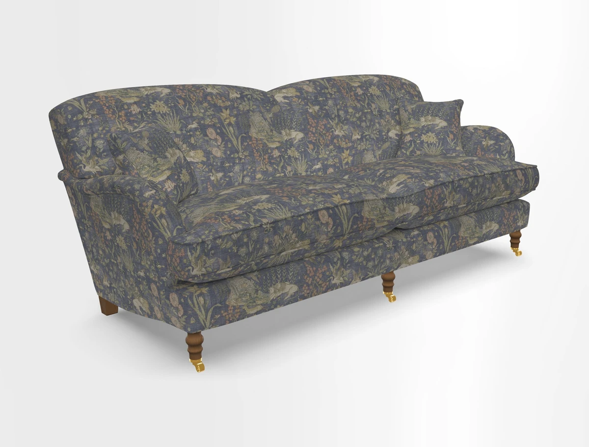 Kentwell 3 Seater 2 Hump Sofa in RHS Botanicals Henry Moon Lions Tail Teal
