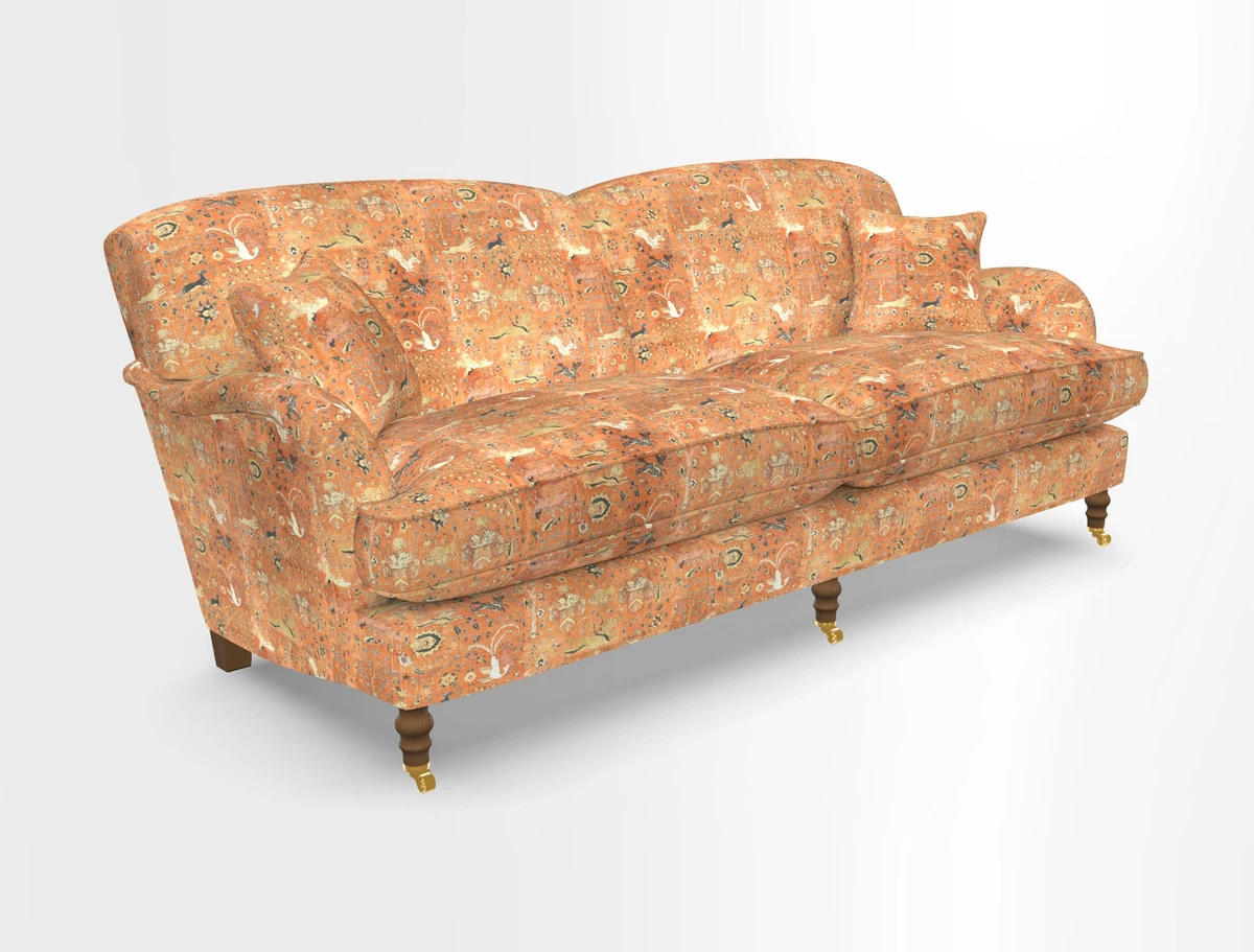 Kentwell 3 Seater 2 Hump Sofa in RHS Botanicals Henry Moon Lions Tail Teal
