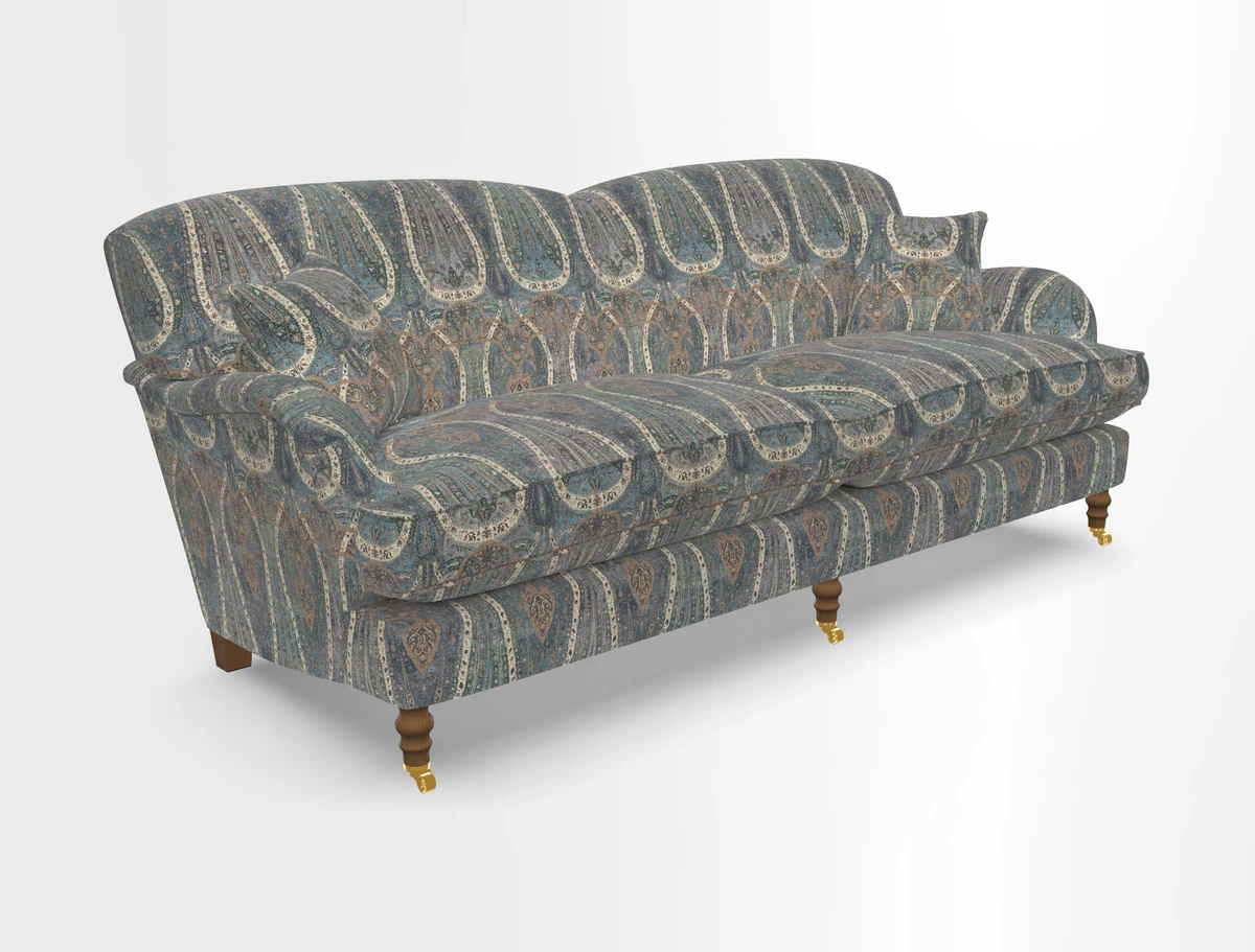 Kentwell 3 Seater 2 Hump Sofa in RHS Botanicals Henry Moon Lions Tail Teal