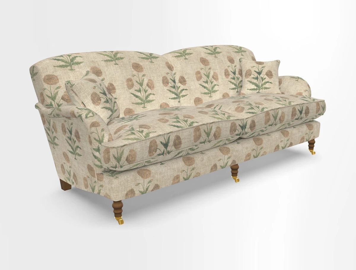 Kentwell 3 Seater 2 Hump Sofa in RHS Botanicals Henry Moon Lions Tail Teal