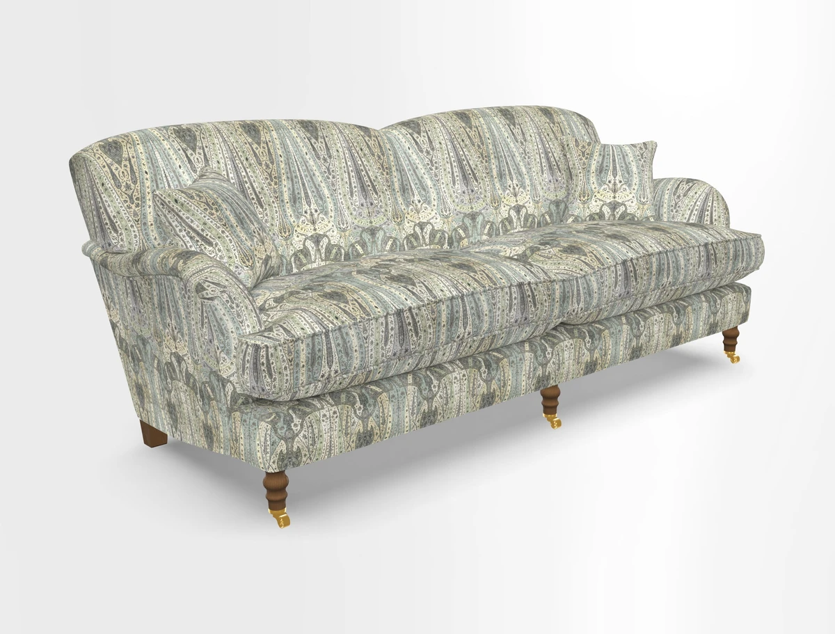 Kentwell 3 Seater 2 Hump Sofa in RHS Botanicals Henry Moon Lions Tail Teal
