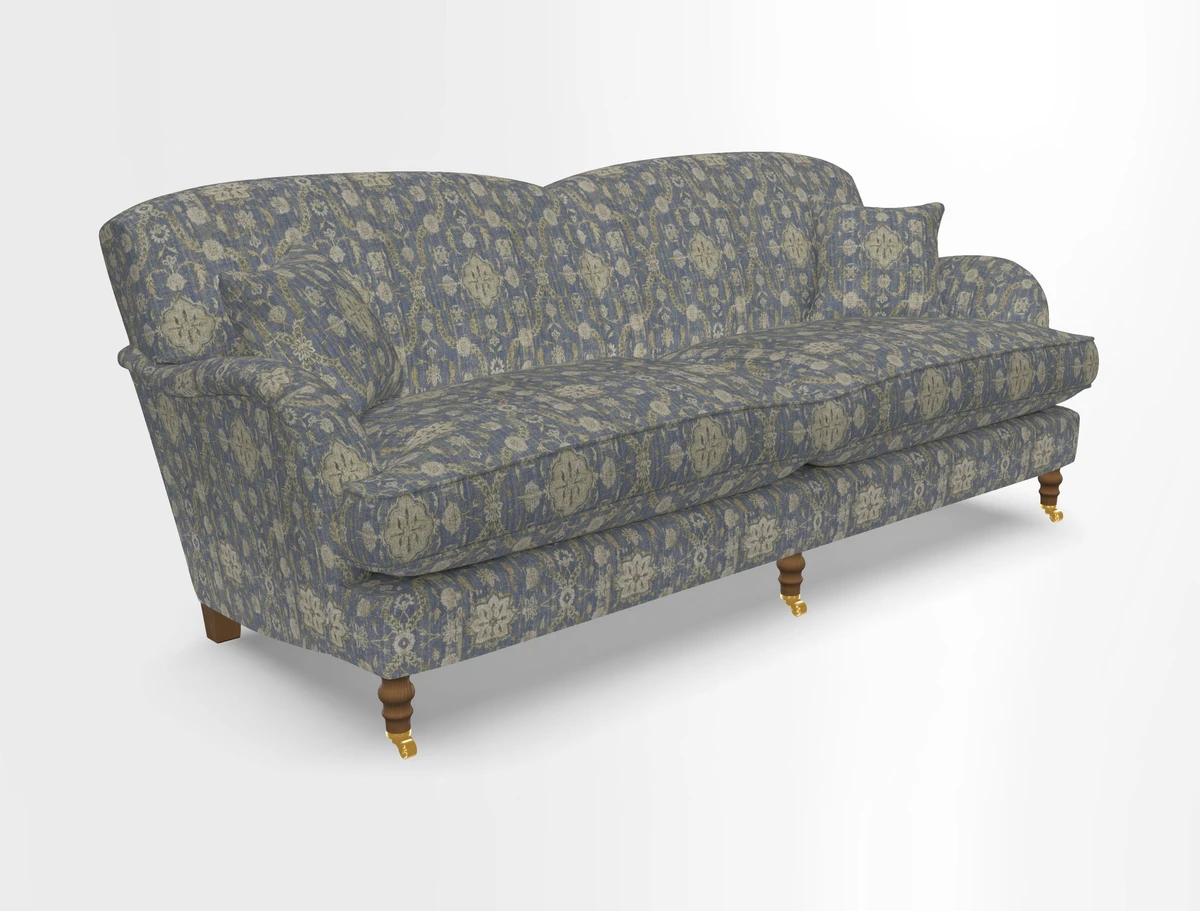 Kentwell 3 Seater 2 Hump Sofa in RHS Botanicals Henry Moon Lions Tail Teal
