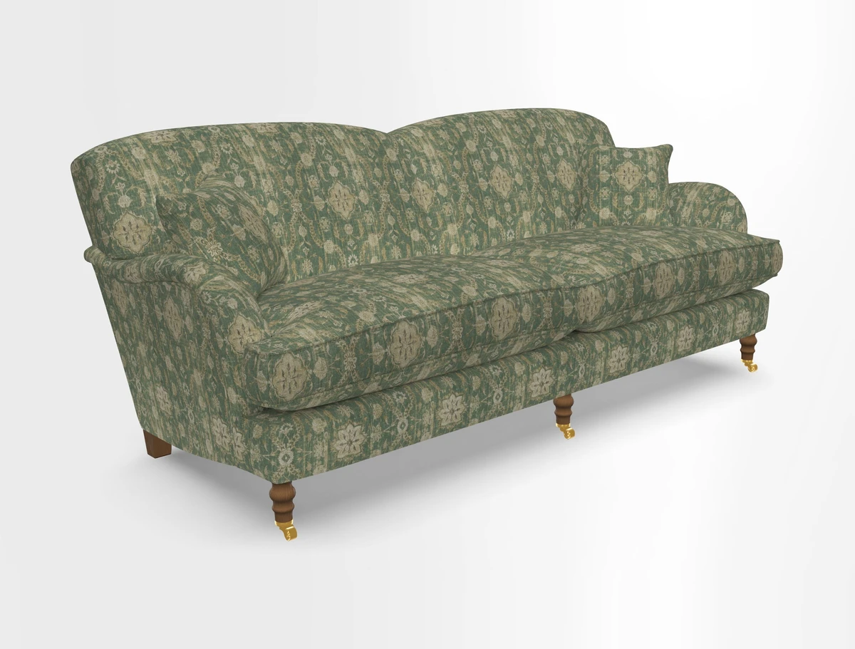 Kentwell 3 Seater 2 Hump Sofa in RHS Botanicals Henry Moon Lions Tail Teal