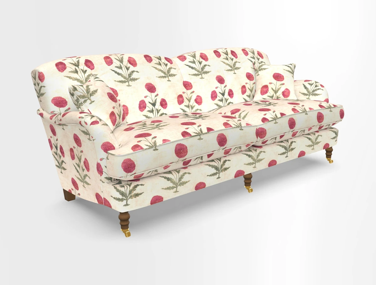 Kentwell 3 Seater 2 Hump Sofa in RHS Botanicals Henry Moon Lions Tail Teal