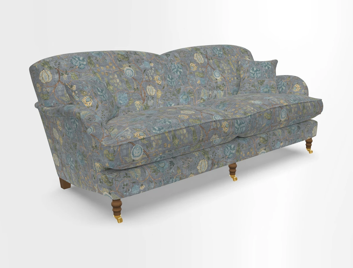 Kentwell 3 Seater 2 Hump Sofa in RHS Botanicals Henry Moon Lions Tail Teal