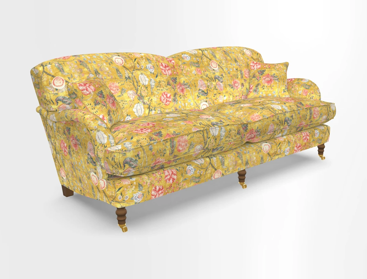 Kentwell 3 Seater 2 Hump Sofa in RHS Botanicals Henry Moon Lions Tail Teal