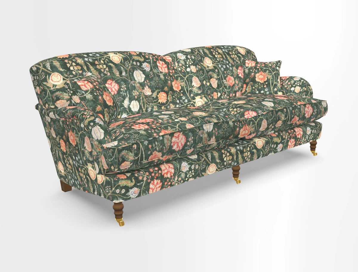 Kentwell 3 Seater 2 Hump Sofa in RHS Botanicals Henry Moon Lions Tail Teal