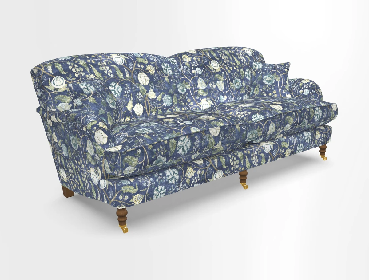 Kentwell 3 Seater 2 Hump Sofa in RHS Botanicals Henry Moon Lions Tail Teal