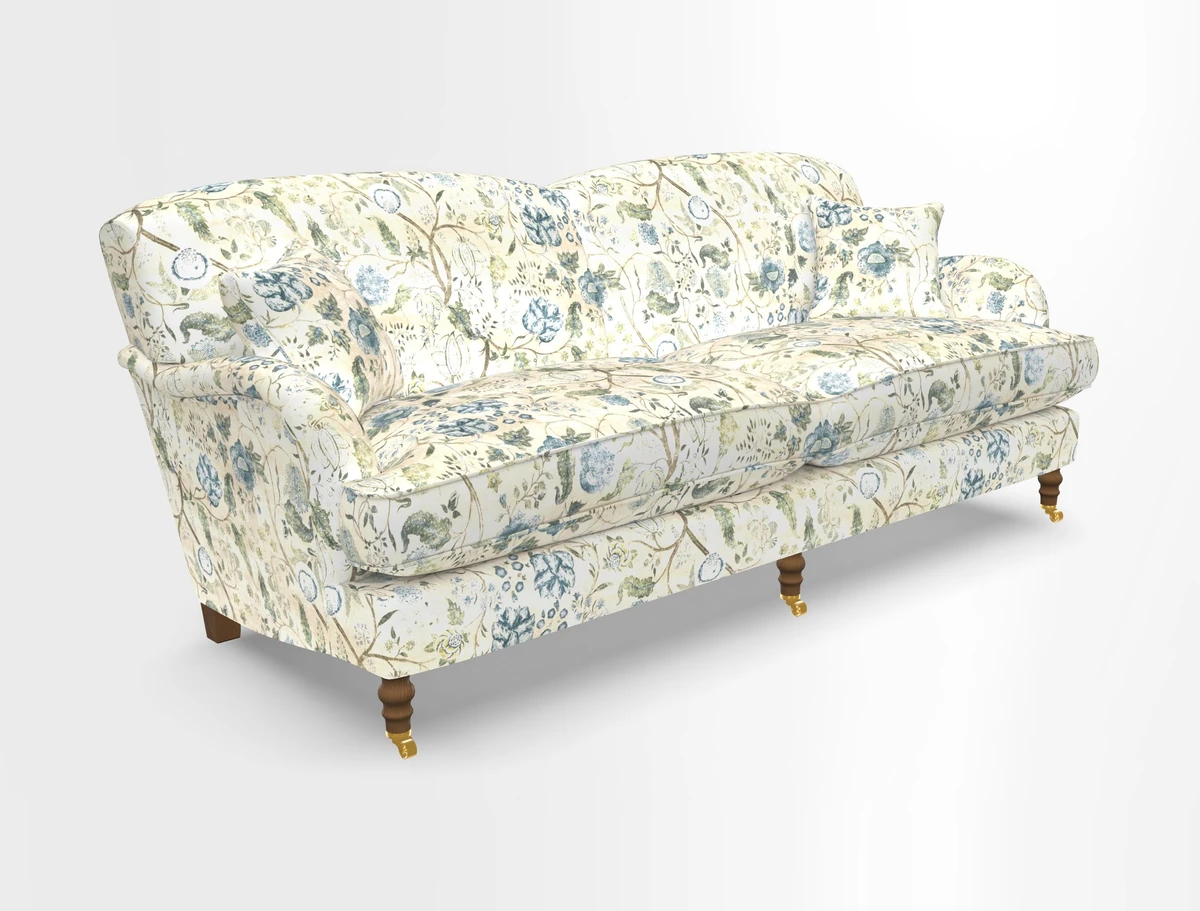 Kentwell 3 Seater 2 Hump Sofa in RHS Botanicals Henry Moon Lions Tail Teal