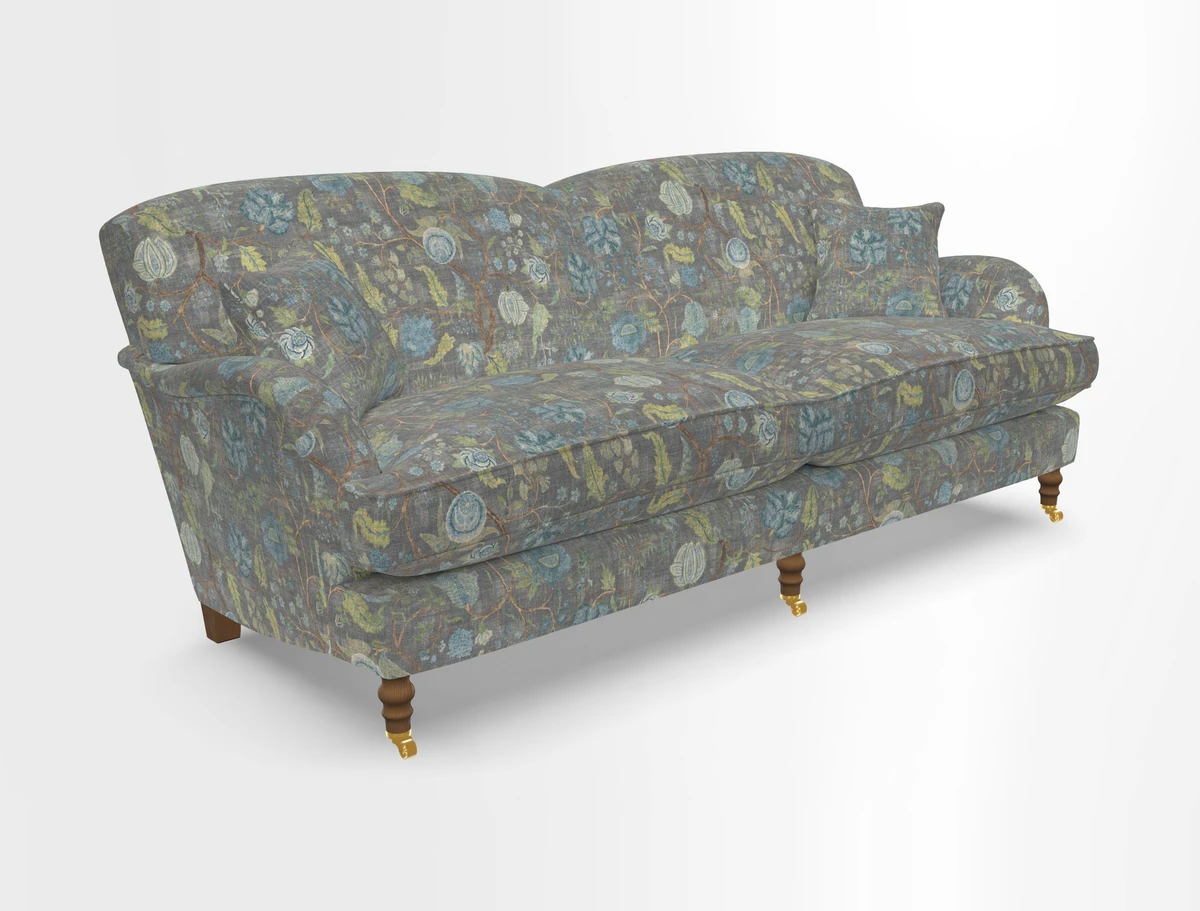 Kentwell 3 Seater 2 Hump Sofa in RHS Botanicals Henry Moon Lions Tail Teal