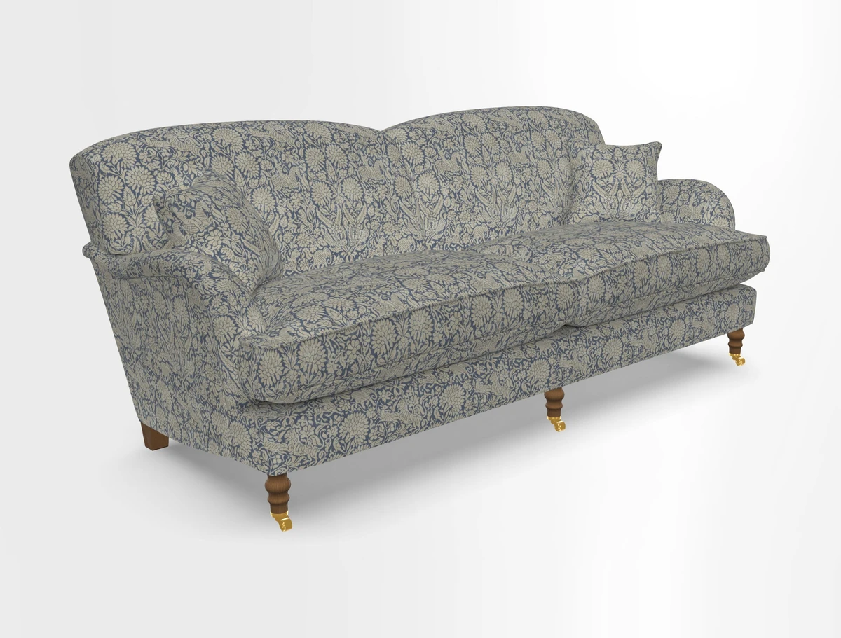 Kentwell 3 Seater 2 Hump Sofa in RHS Botanicals Henry Moon Lions Tail Teal