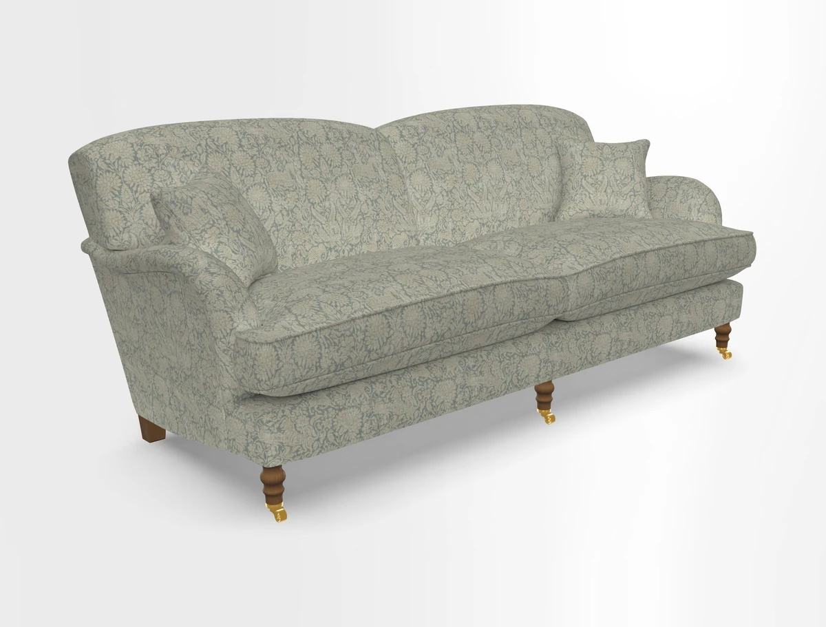 Kentwell 3 Seater 2 Hump Sofa in RHS Botanicals Henry Moon Lions Tail Teal