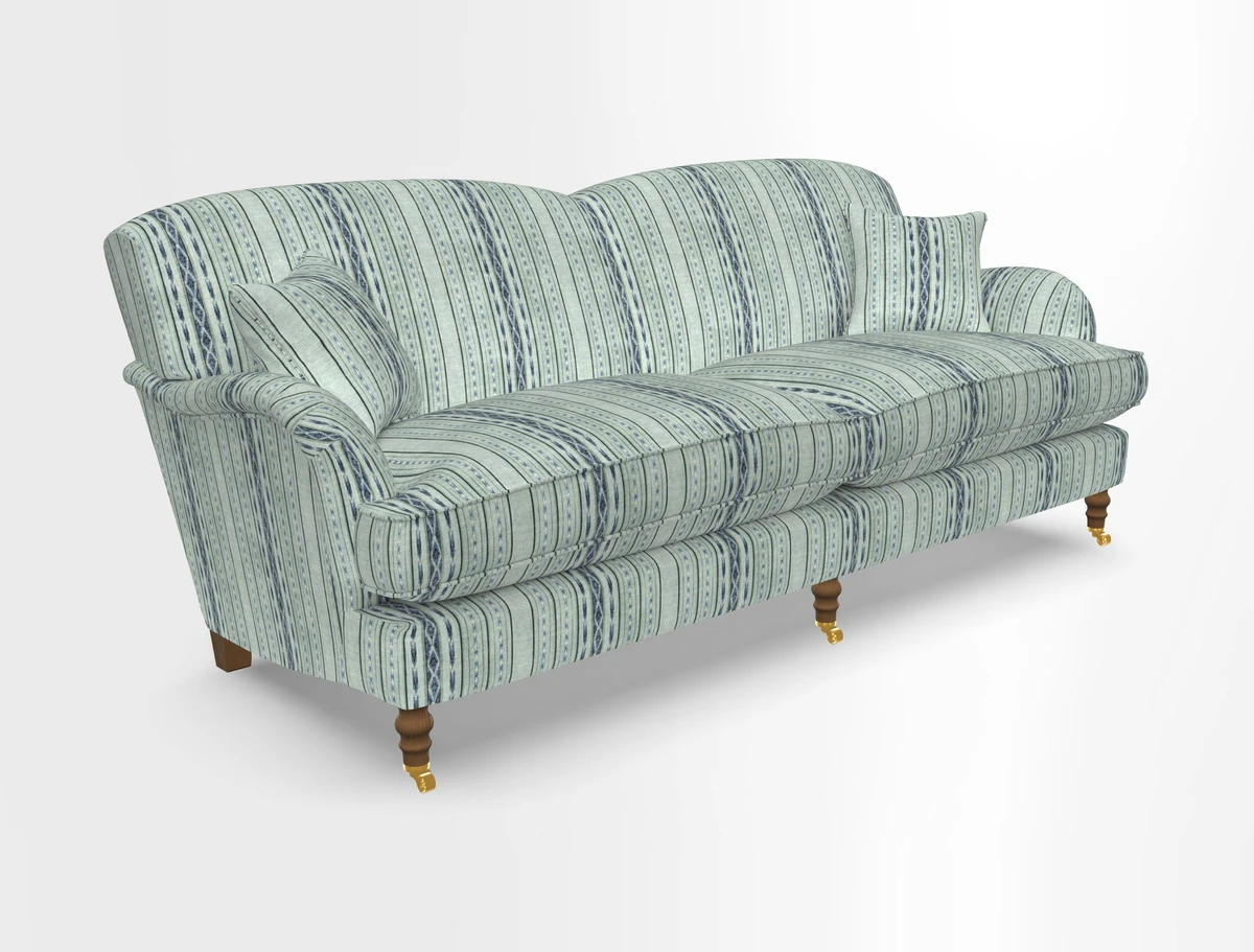 Kentwell 3 Seater 2 Hump Sofa in RHS Botanicals Henry Moon Lions Tail Teal
