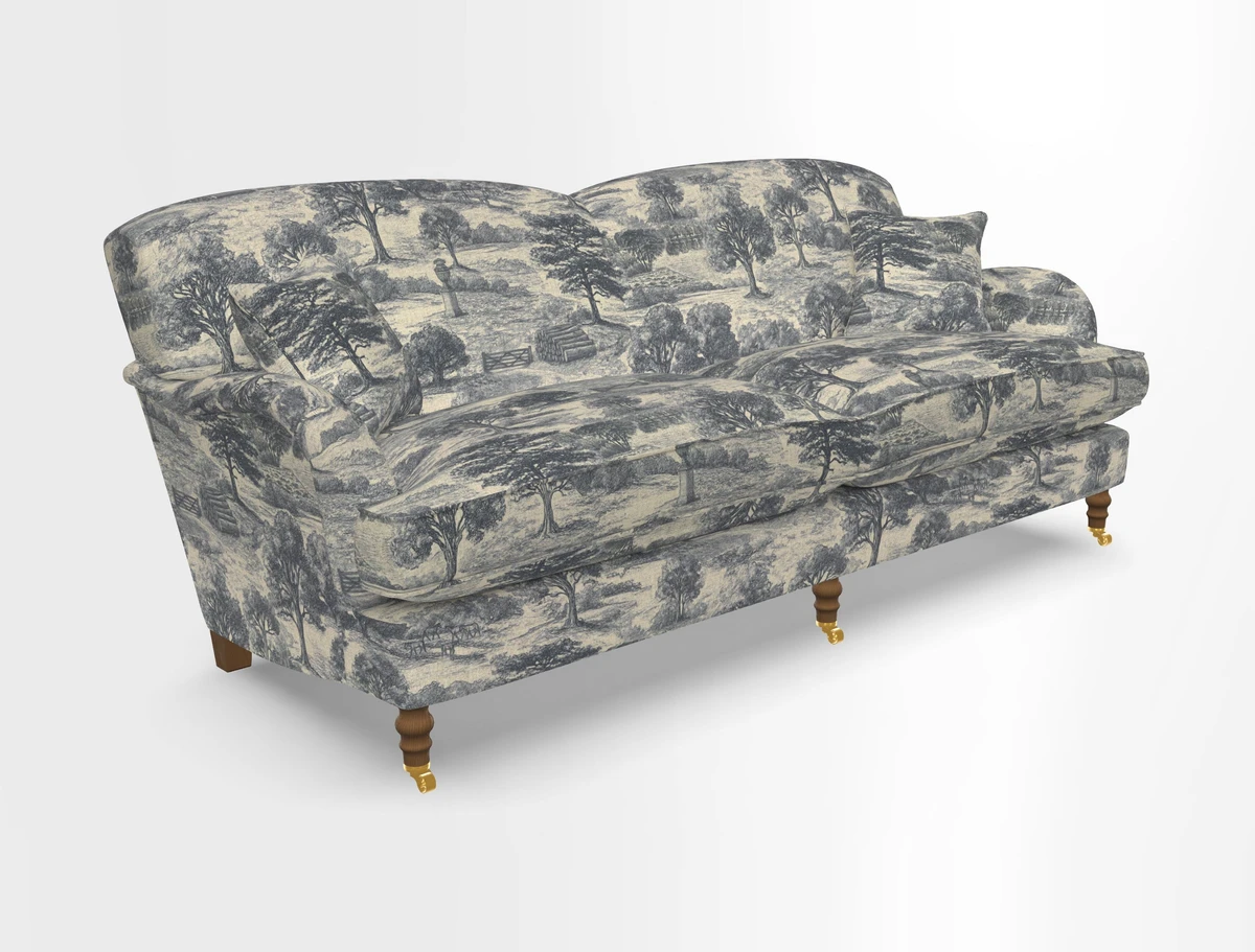 Kentwell 3 Seater 2 Hump Sofa in RHS Botanicals Henry Moon Lions Tail Teal