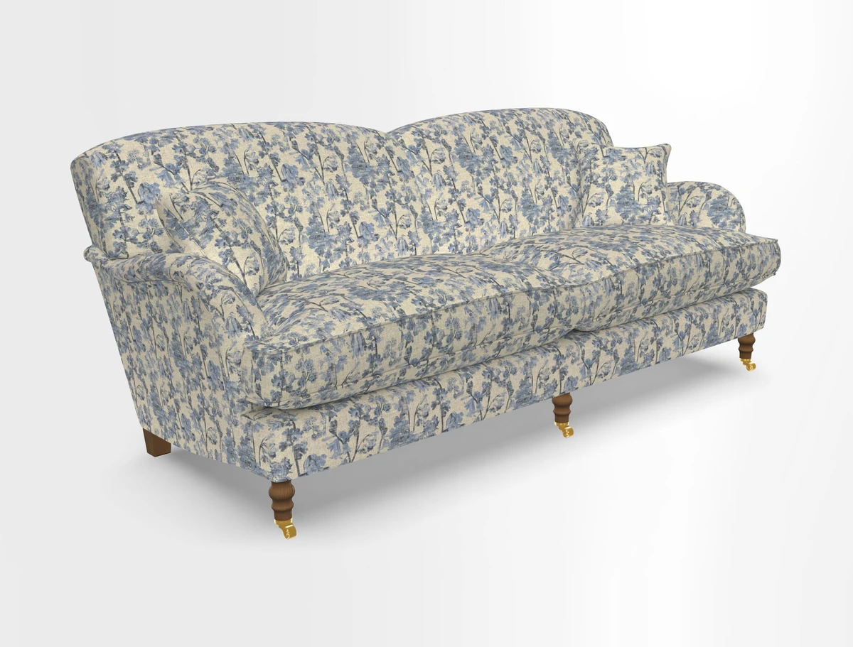 Kentwell 3 Seater 2 Hump Sofa in RHS Botanicals Henry Moon Lions Tail Teal