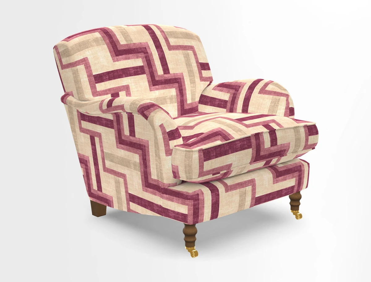 Kentwell Chair in Caroline Maria Applebee Collage Wildflowers with fringe in Sophie Bullion Currant