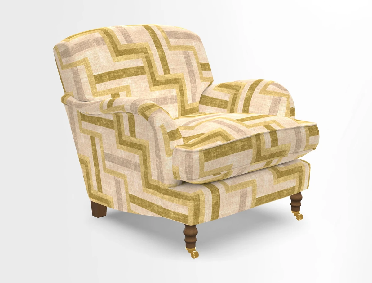 Kentwell Chair in Caroline Maria Applebee Collage Wildflowers with fringe in Sophie Bullion Currant