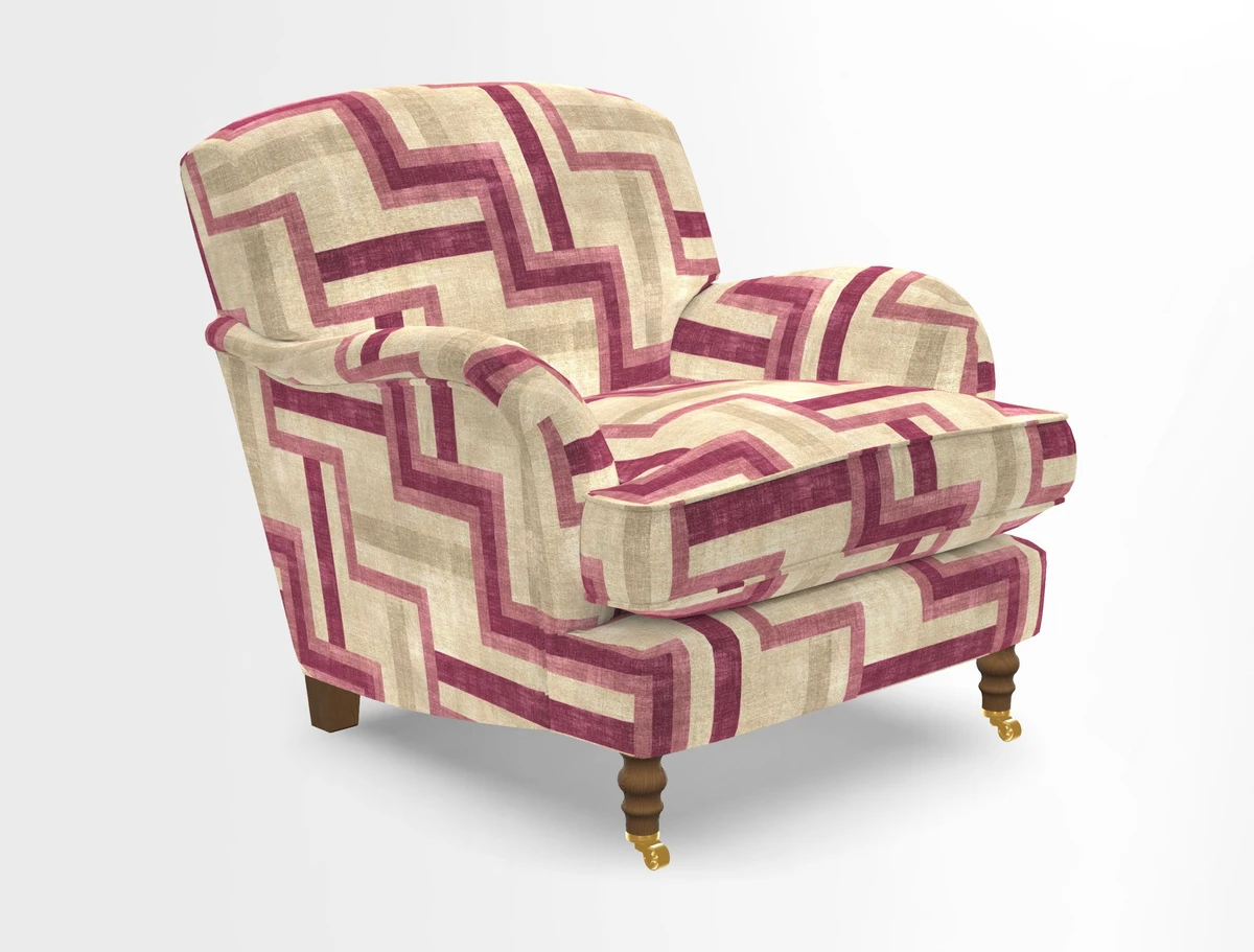 Kentwell Chair in Caroline Maria Applebee Collage Wildflowers with fringe in Sophie Bullion Currant