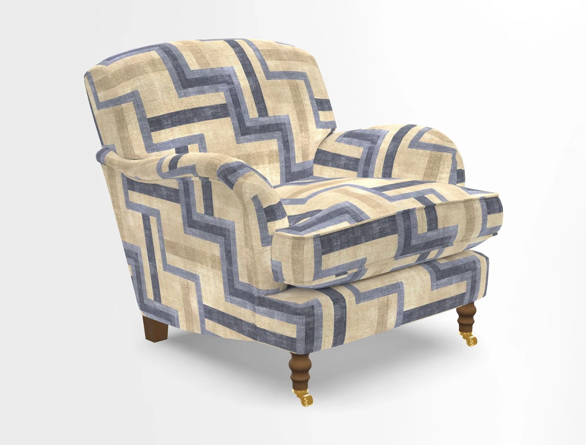Kentwell Chair in Caroline Maria Applebee Collage Wildflowers with fringe in Sophie Bullion Currant