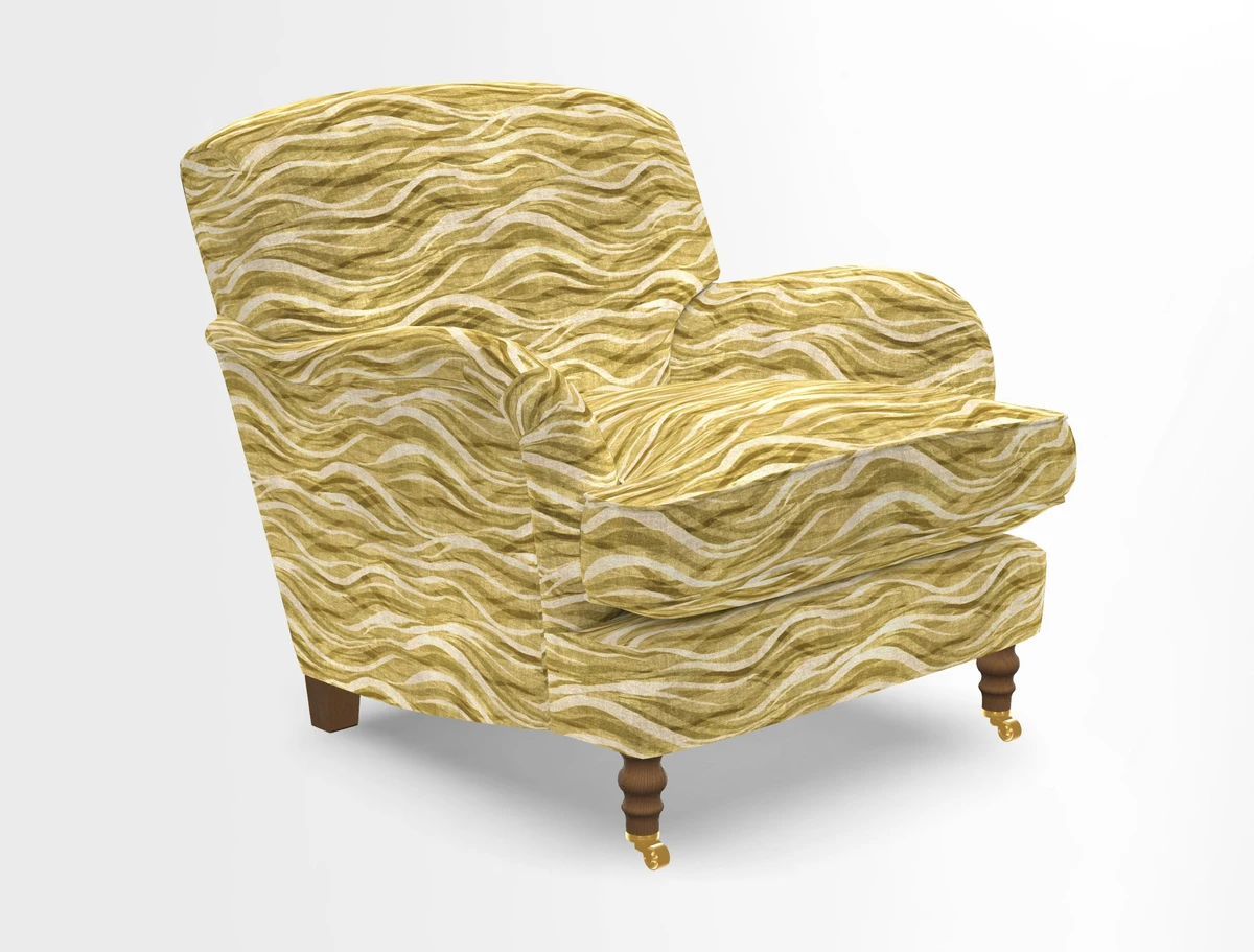 Kentwell Chair in Caroline Maria Applebee Collage Wildflowers with fringe in Sophie Bullion Currant