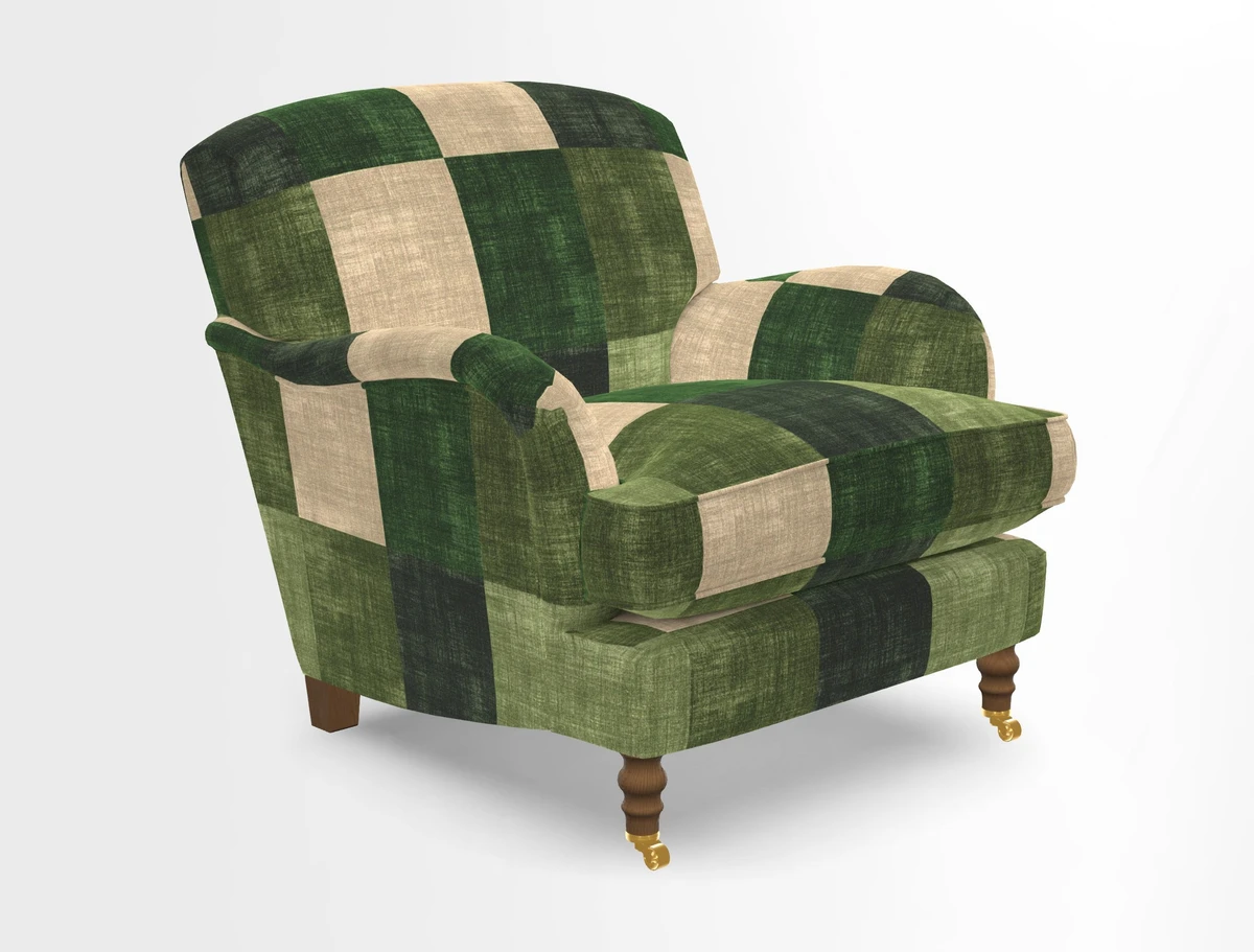 Kentwell Chair in Caroline Maria Applebee Collage Wildflowers with fringe in Sophie Bullion Currant