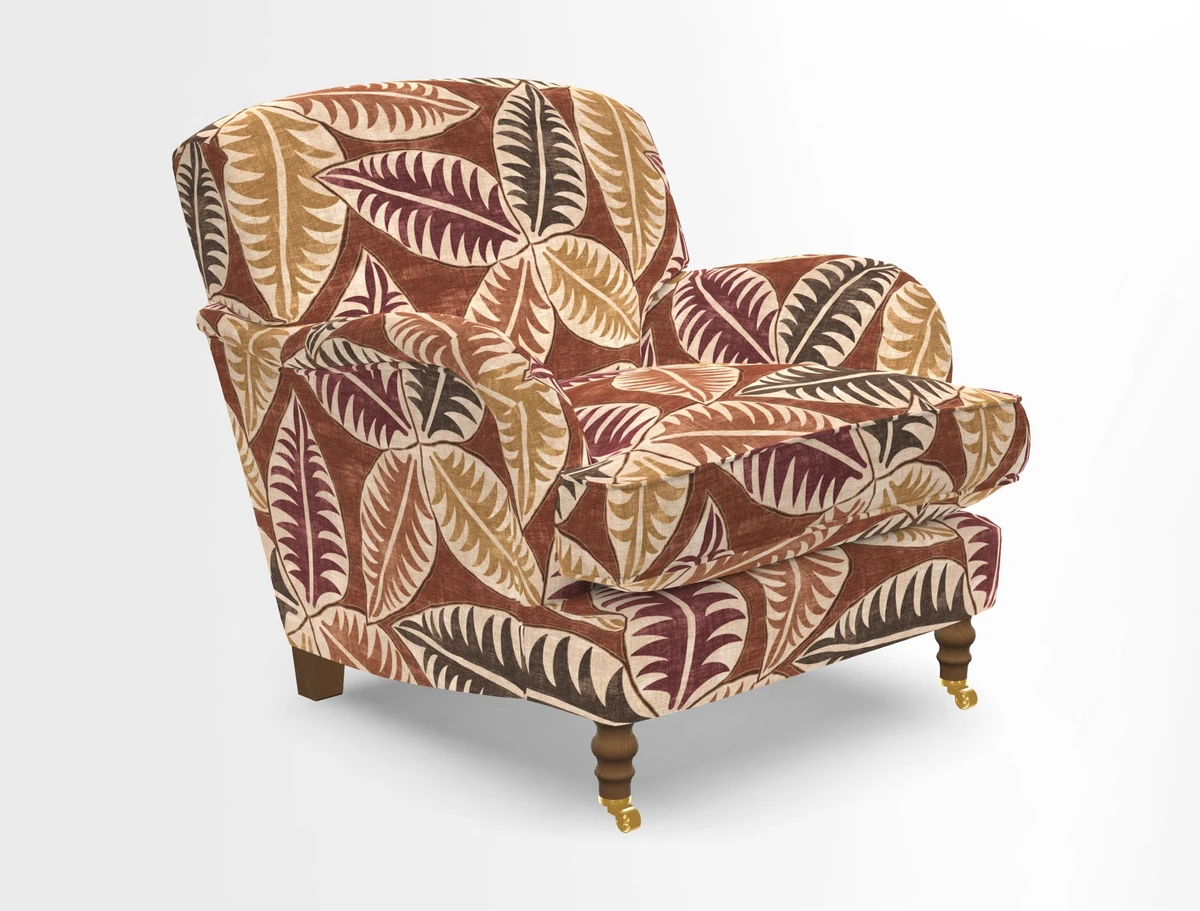 Kentwell Chair in Caroline Maria Applebee Collage Wildflowers with fringe in Sophie Bullion Currant