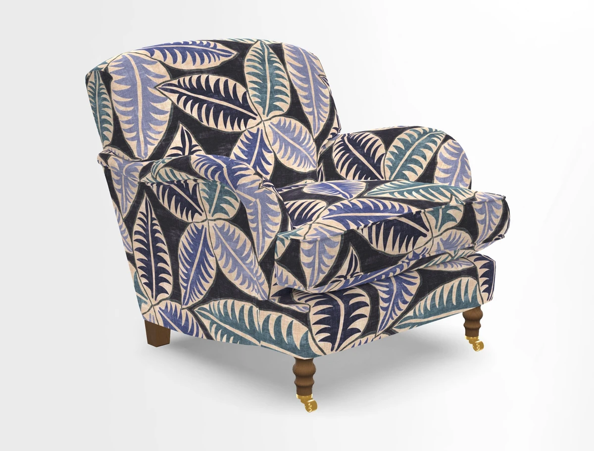 Kentwell Chair in Caroline Maria Applebee Collage Wildflowers with fringe in Sophie Bullion Currant