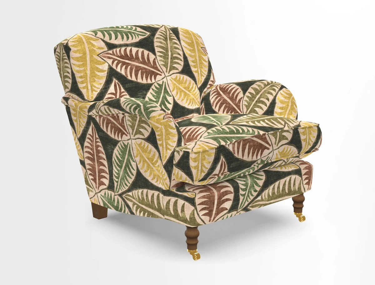 Kentwell Chair in Caroline Maria Applebee Collage Wildflowers with fringe in Sophie Bullion Currant