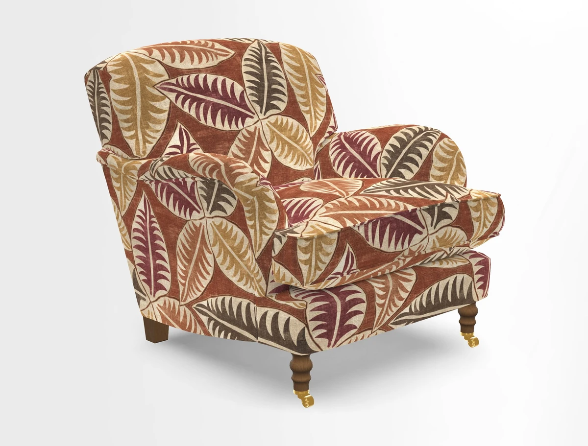 Kentwell Chair in Caroline Maria Applebee Collage Wildflowers with fringe in Sophie Bullion Currant