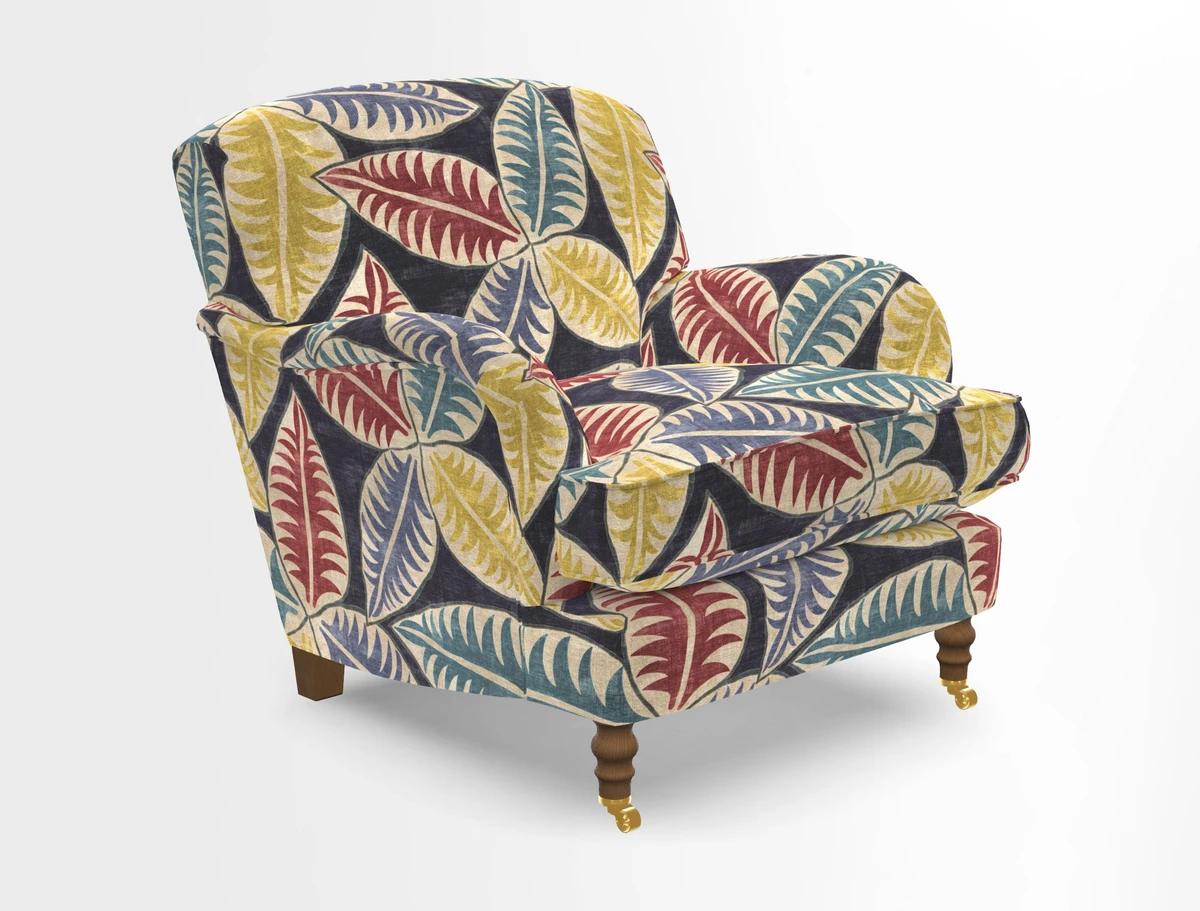 Kentwell Chair in Caroline Maria Applebee Collage Wildflowers with fringe in Sophie Bullion Currant