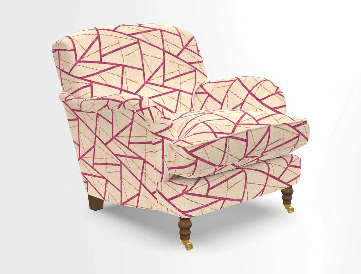 Kentwell Chair in Caroline Maria Applebee Collage Wildflowers with fringe in Sophie Bullion Currant