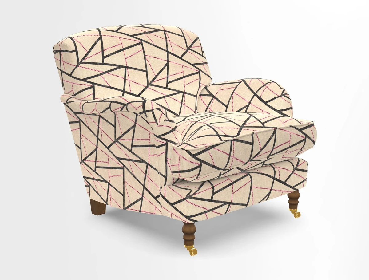 Kentwell Chair in Caroline Maria Applebee Collage Wildflowers with fringe in Sophie Bullion Currant