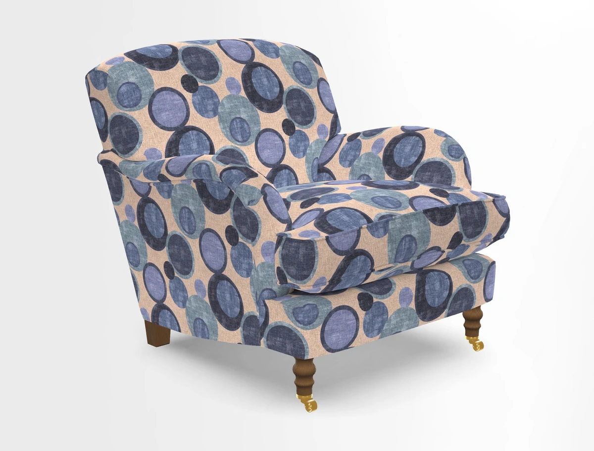 Kentwell Chair in Caroline Maria Applebee Collage Wildflowers with fringe in Sophie Bullion Currant