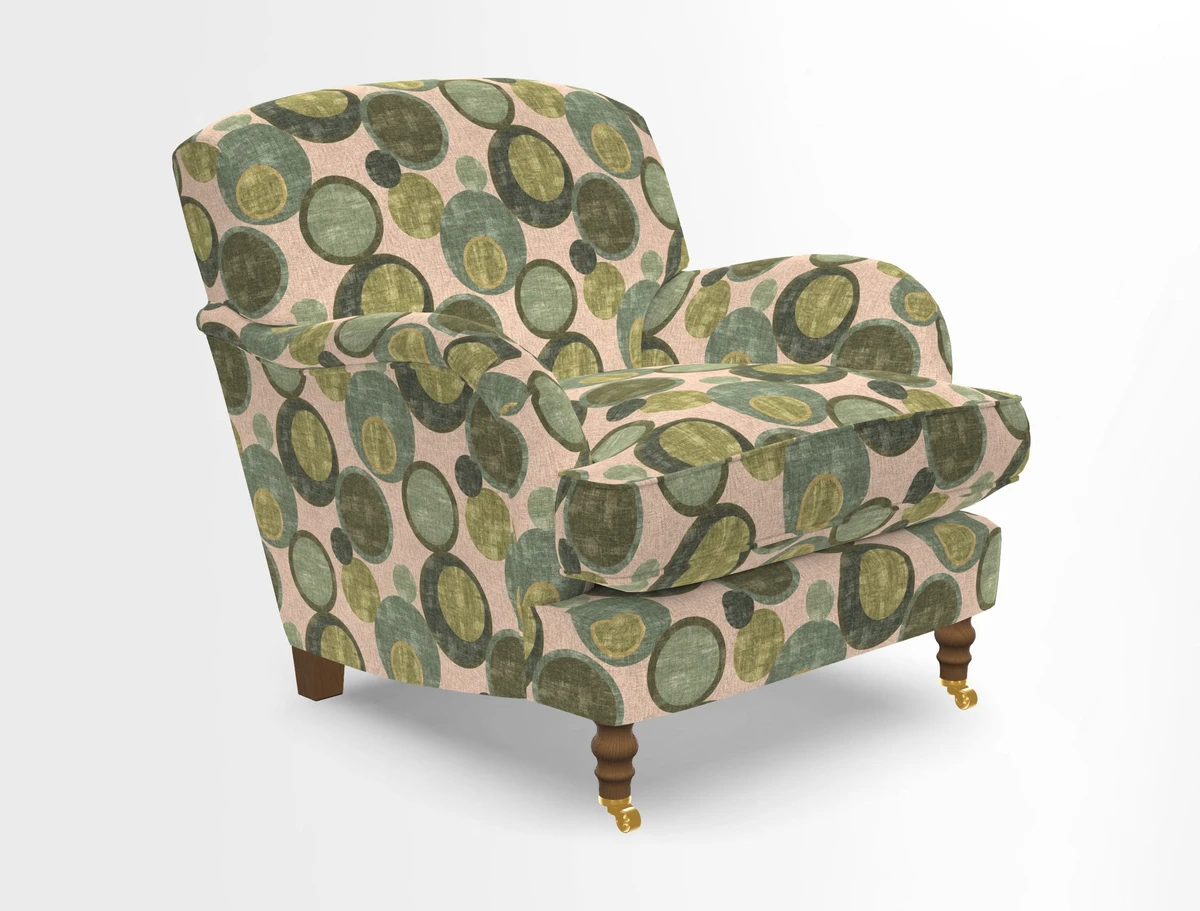 Kentwell Chair in Caroline Maria Applebee Collage Wildflowers with fringe in Sophie Bullion Currant