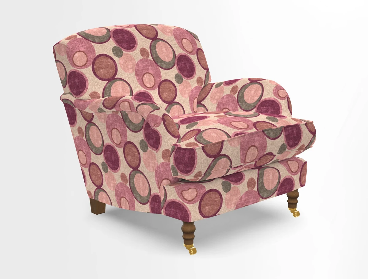 Kentwell Chair in Caroline Maria Applebee Collage Wildflowers with fringe in Sophie Bullion Currant