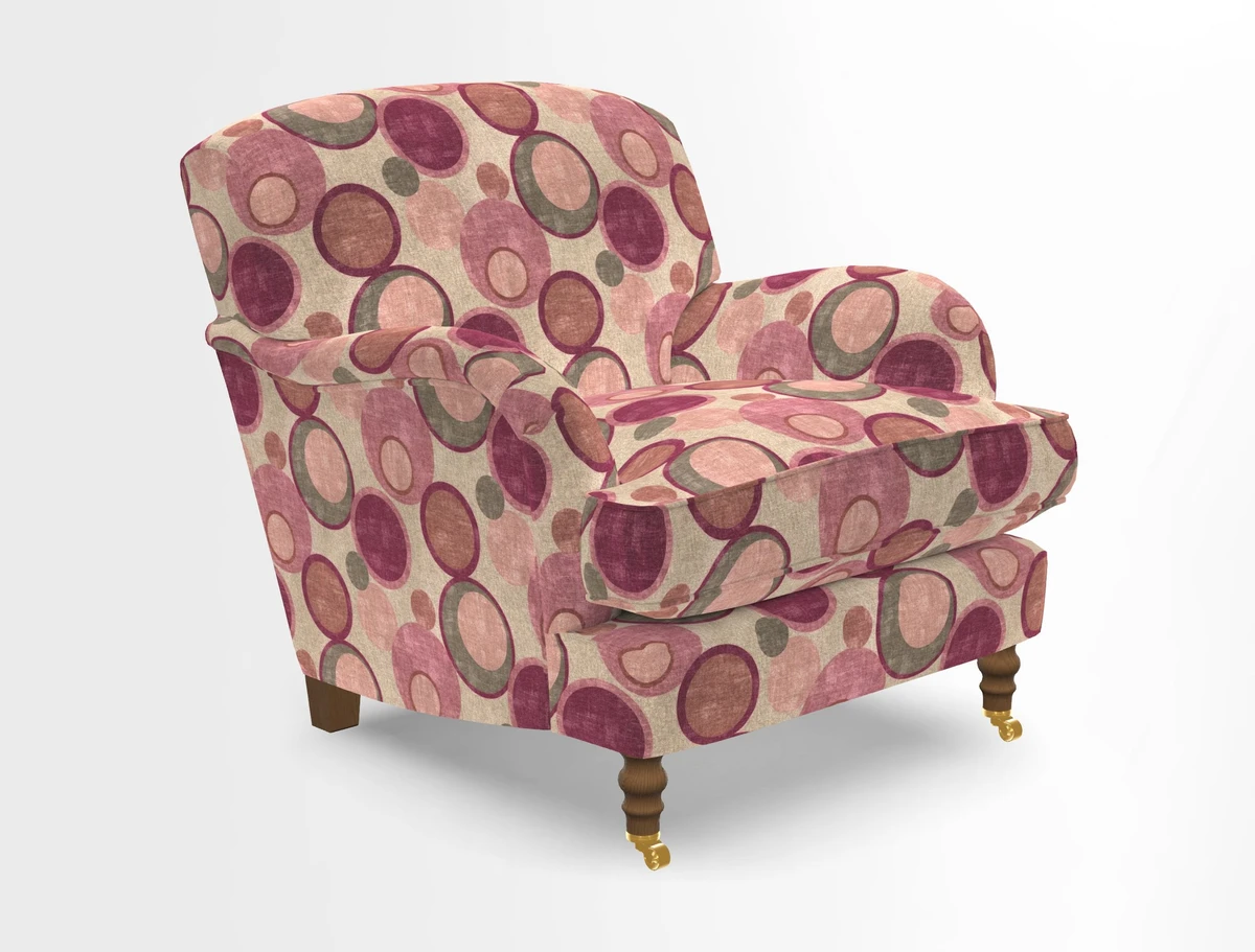 Kentwell Chair in Caroline Maria Applebee Collage Wildflowers with fringe in Sophie Bullion Currant