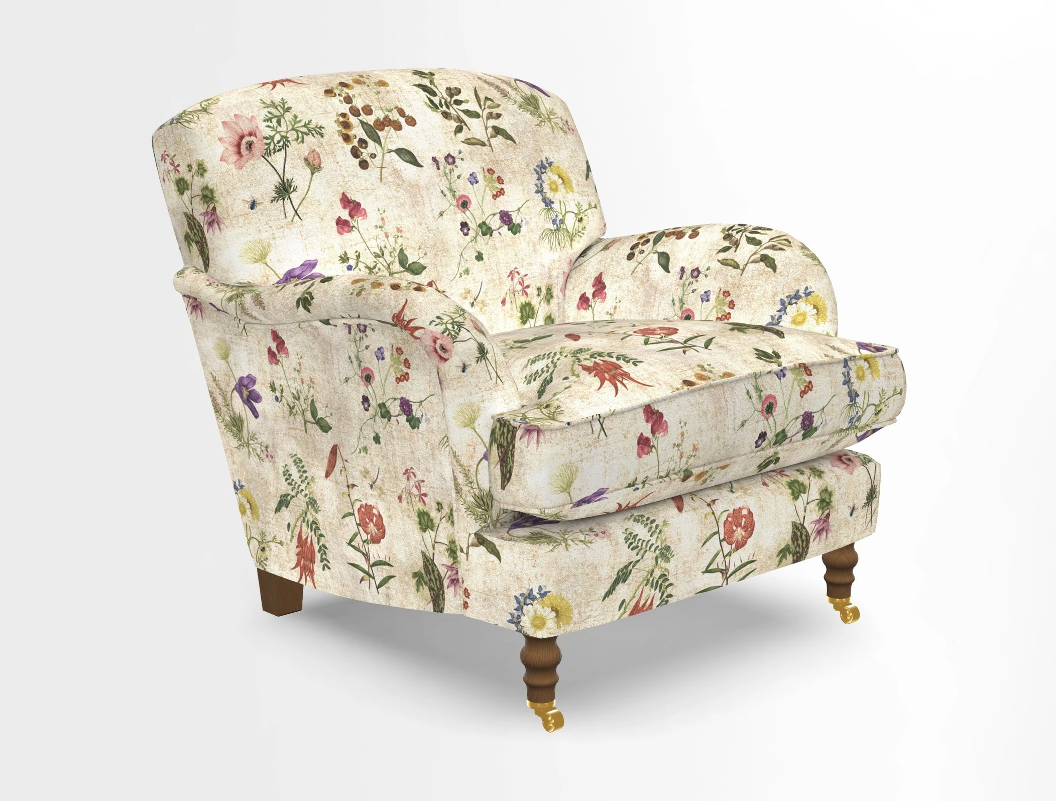 Kentwell Chair in Caroline Maria Applebee Collage Wildflowers with fringe in Sophie Bullion Currant