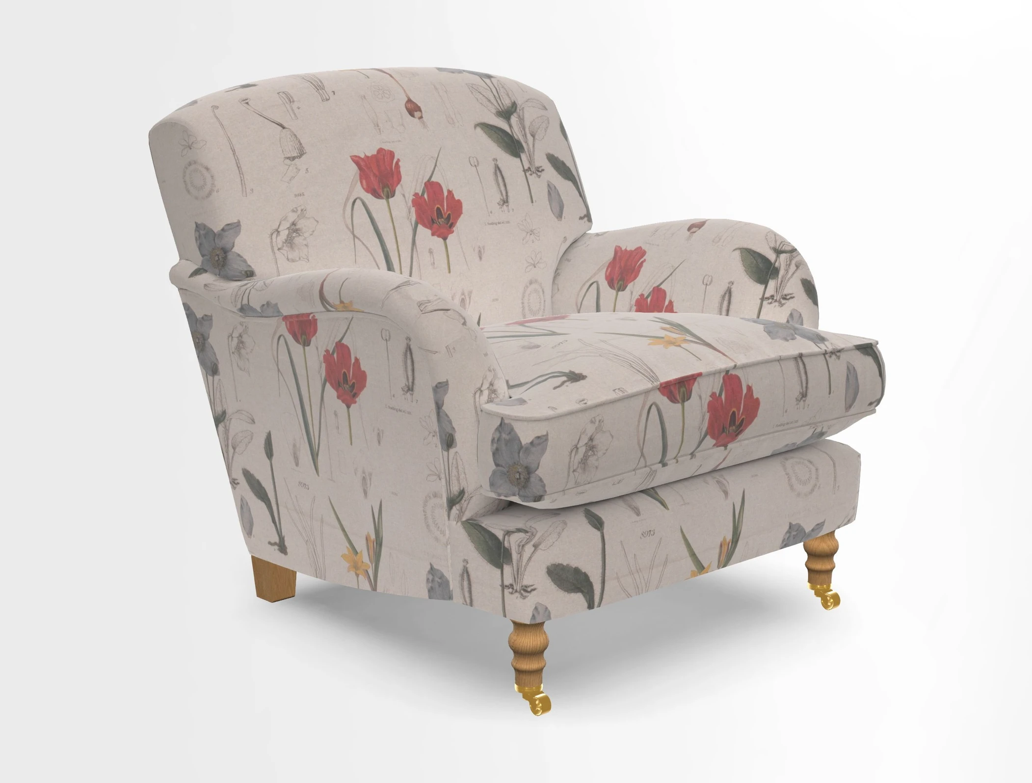 Kentwell Chair in Caroline Maria Applebee Collage Wildflowers with fringe in Sophie Bullion Currant