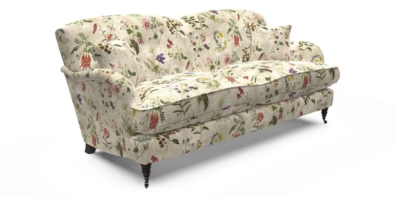 Kentwell 3 Seater 2 Hump Sofa in RHS Botanicals Henry Moon Lions Tail Teal