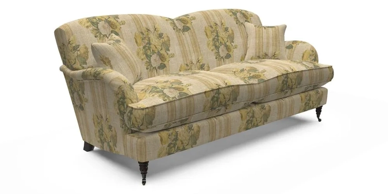 Kentwell 3 Seater 2 Hump Sofa in RHS Botanicals Henry Moon Lions Tail Teal