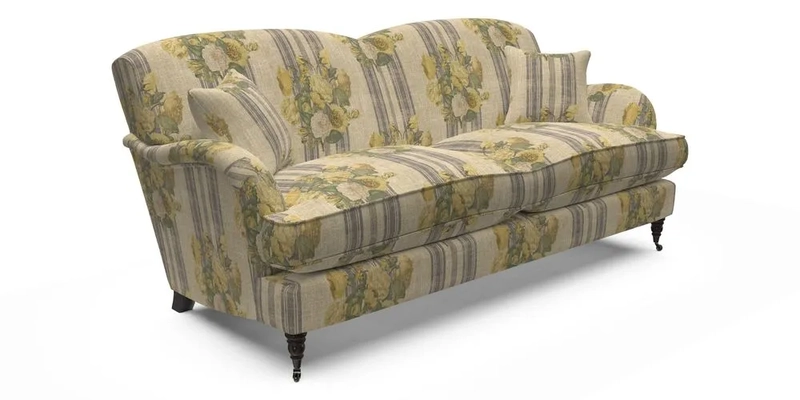 Kentwell 3 Seater 2 Hump Sofa in RHS Botanicals Henry Moon Lions Tail Teal