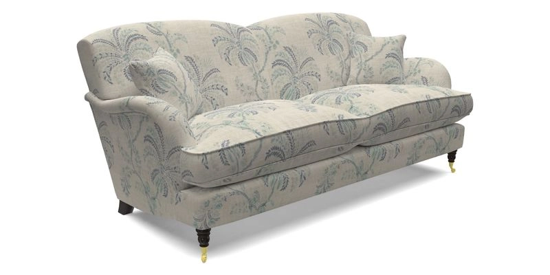Kentwell 3 Seater 2 Hump Sofa in RHS Botanicals Henry Moon Lions Tail Teal