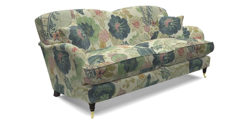 Kentwell 3 Seater 2 Hump Sofa in RHS Botanicals Henry Moon Lions Tail Teal