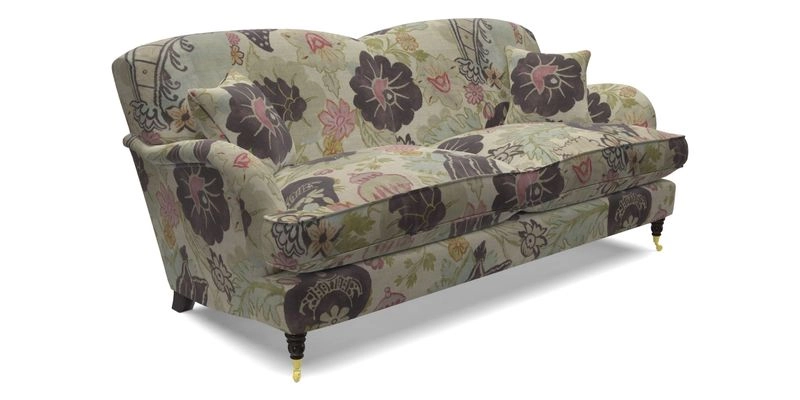 Kentwell 3 Seater 2 Hump Sofa in RHS Botanicals Henry Moon Lions Tail Teal