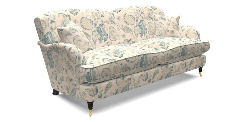 Kentwell 3 Seater 2 Hump Sofa in RHS Botanicals Henry Moon Lions Tail Teal